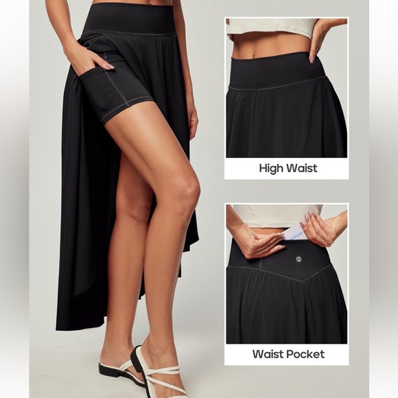 Healthyoga Black High-Low Women's Skirt - Picture 2 of 7